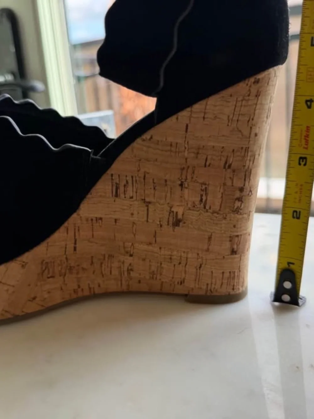 Marc Fisher 8 Platform Wedges Black Suede Cork Halo